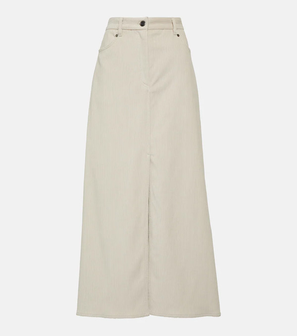  Brunello Cucinelli Brunello Cucinelli Cotton Corduroy Maxi Skirt 