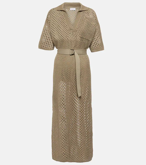  Brunello Cucinelli Brunello Cucinelli Cotton Mesh Polo Dress 