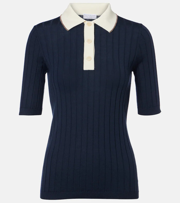  Brunello Cucinelli Brunello Cucinelli Embellished Wool And Cashmere Polo Sweater 