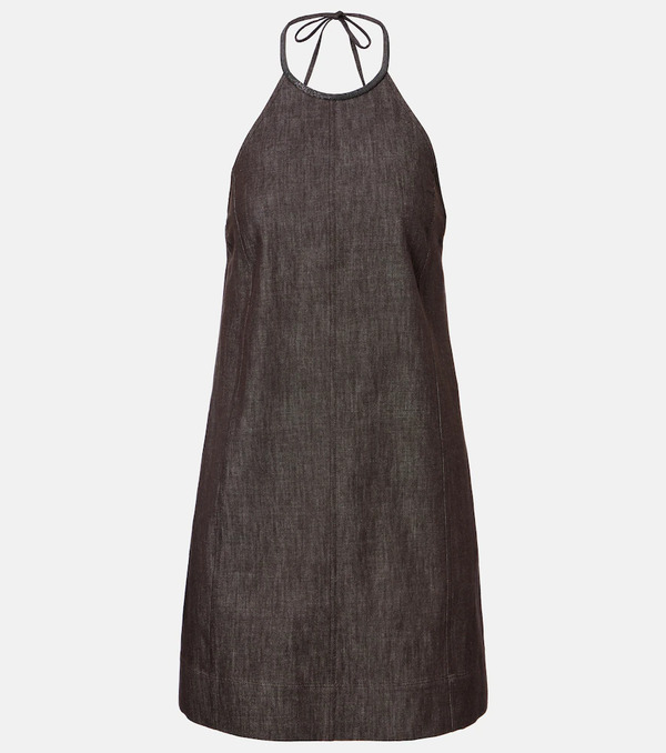  Brunello Cucinelli Brunello Cucinelli Halterneck Open-back Cotton Minidress 