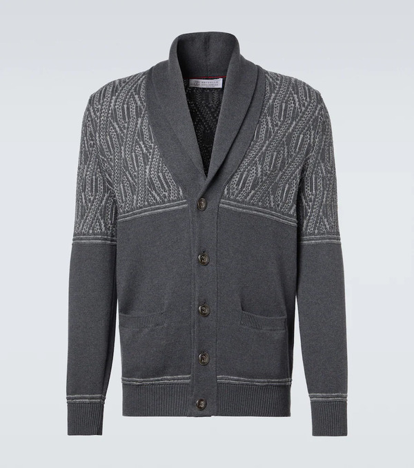  Brunello Cucinelli Brunello Cucinelli Intarsia Cotton Cardigan 