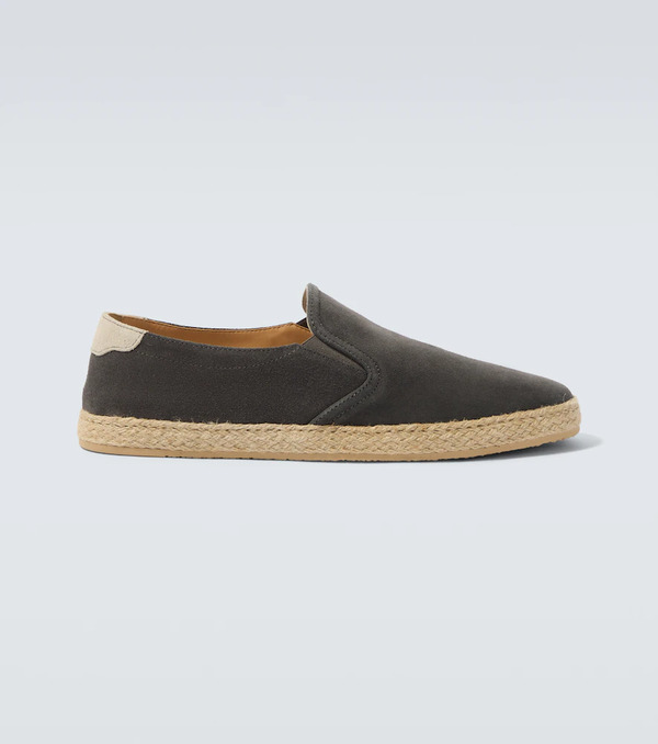  Brunello Cucinelli Brunello Cucinelli Jute-trimmed Suede Slip-on Shoes 