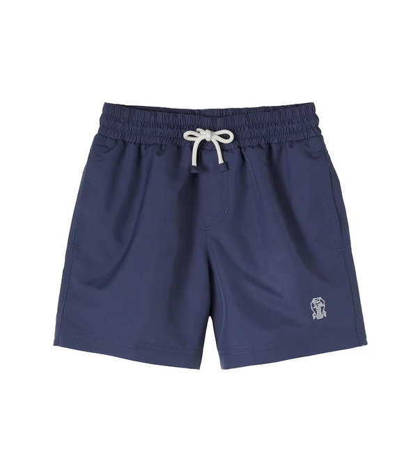  Brunello Cucinelli Kids Brunello Cucinelli Kids Logo Swim Trunks 