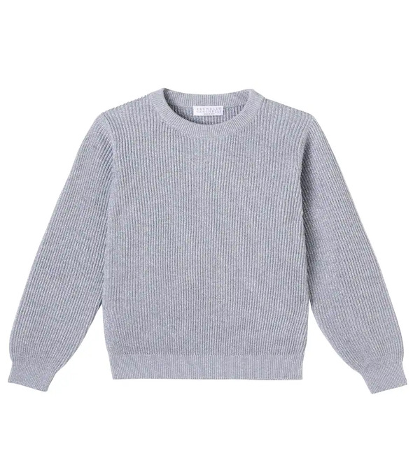  Brunello Cucinelli Kids Brunello Cucinelli Kids Ribbed-knit Cotton-blend Sweater 