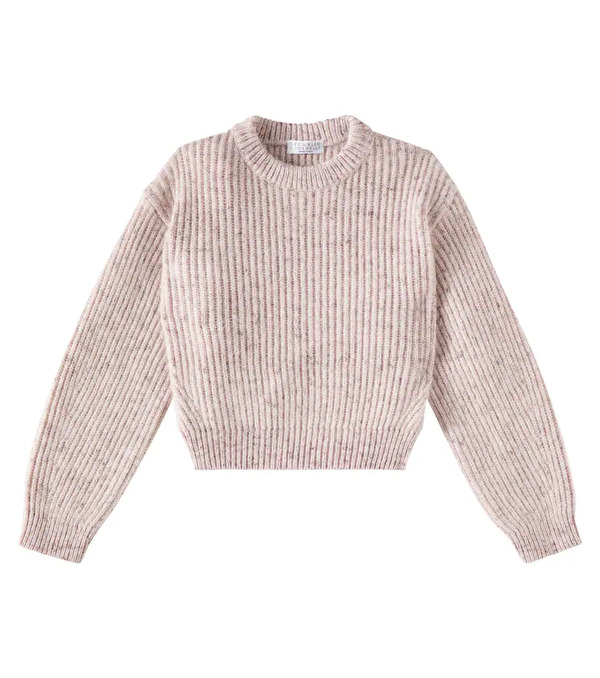  Brunello Cucinelli Kids Brunello Cucinelli Kids Wool And Mohair-blend Tweed Sweater 