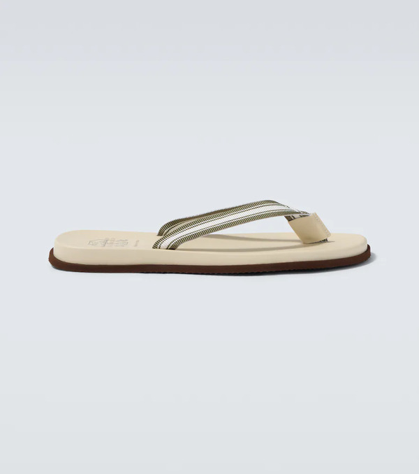  Brunello Cucinelli Brunello Cucinelli Leather-trimmed Thong Sandals 