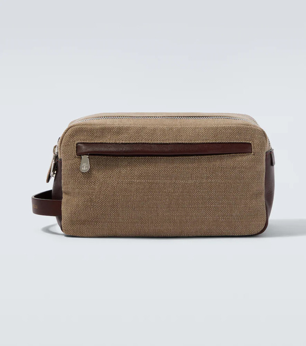  Brunello Cucinelli Brunello Cucinelli Leather-trimmed Toiletry Bag 