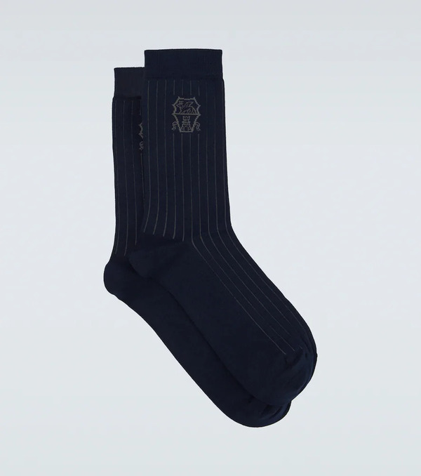  Brunello Cucinelli Brunello Cucinelli Logo Ribbed-knit Cotton Socks 