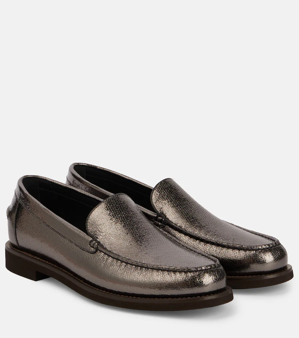  Brunello Cucinelli Brunello Cucinelli Metallic Leather Loafers 