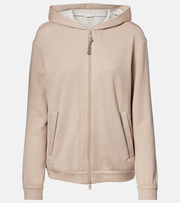  Brunello Cucinelli Brunello Cucinelli Monili Cotton And Silk-blend Hoodie 