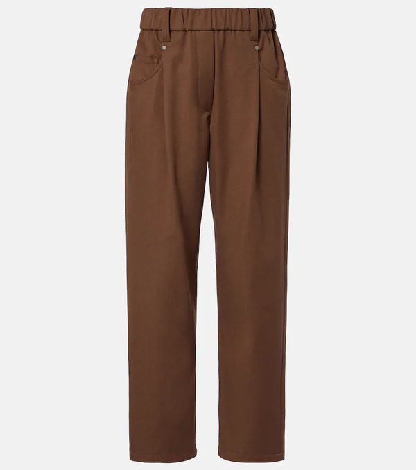  Brunello Cucinelli Brunello Cucinelli Monili Cotton-blend Straight Pants 
