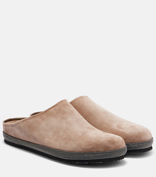  Brunello Cucinelli Brunello Cucinelli Monili Suede Clogs 