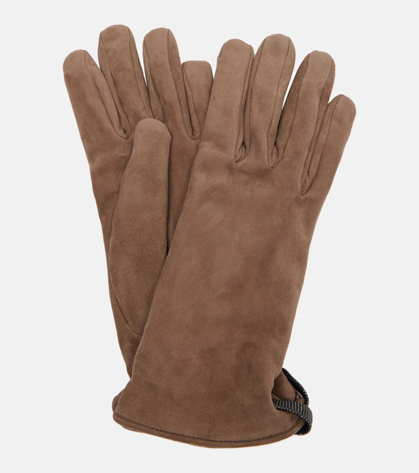  Brunello Cucinelli Brunello Cucinelli Monili Suede Gloves 