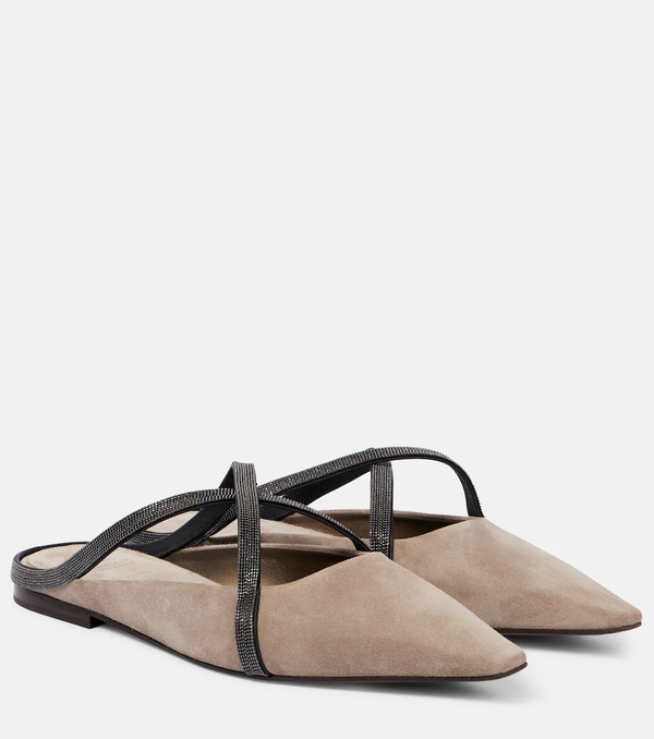  Brunello Cucinelli Brunello Cucinelli Monili Suede Mules 
