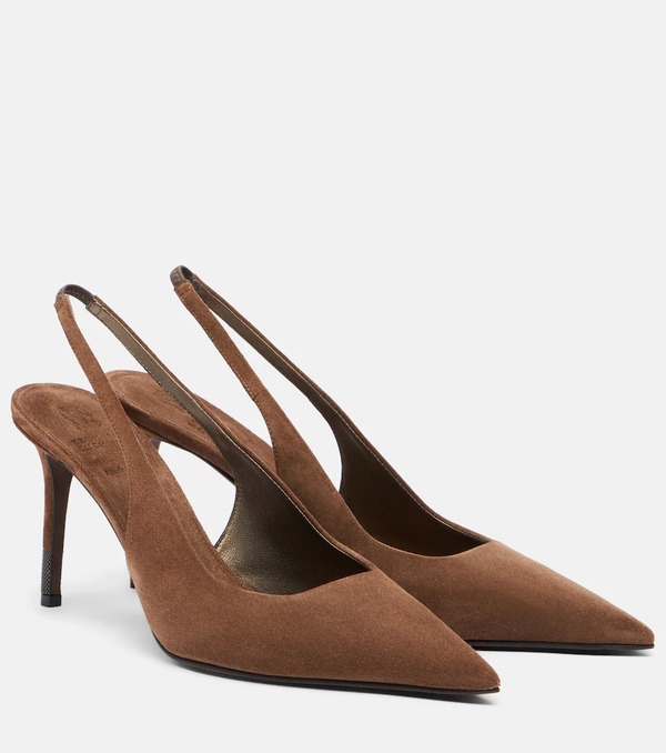  Brunello Cucinelli Brunello Cucinelli Monili Suede Slingback Pumps 