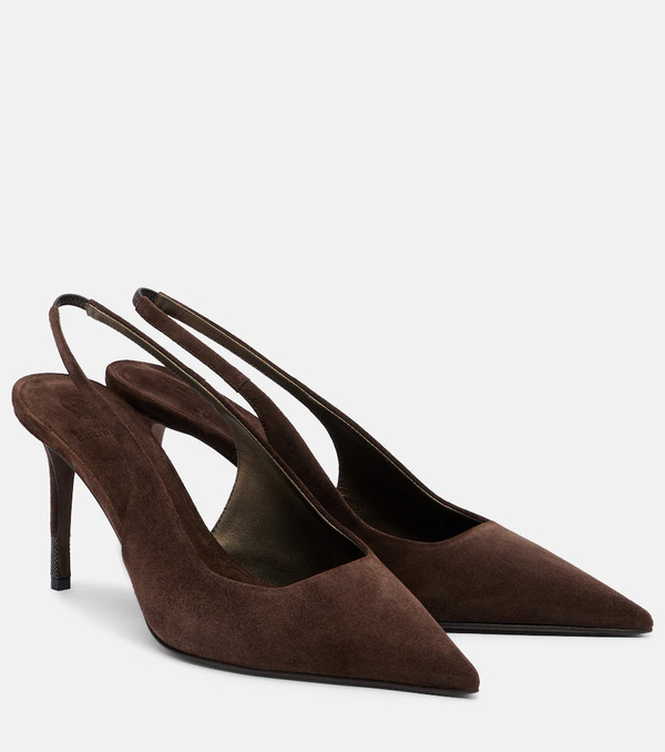  Brunello Cucinelli Brunello Cucinelli Monili Suede Slingback Pumps 