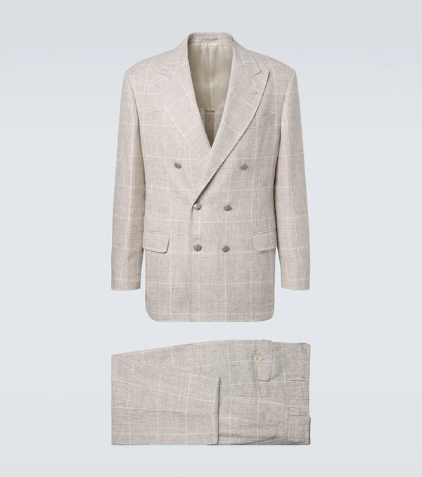  Brunello Cucinelli Brunello Cucinelli Prince Of Wales Linen-blend Suit 