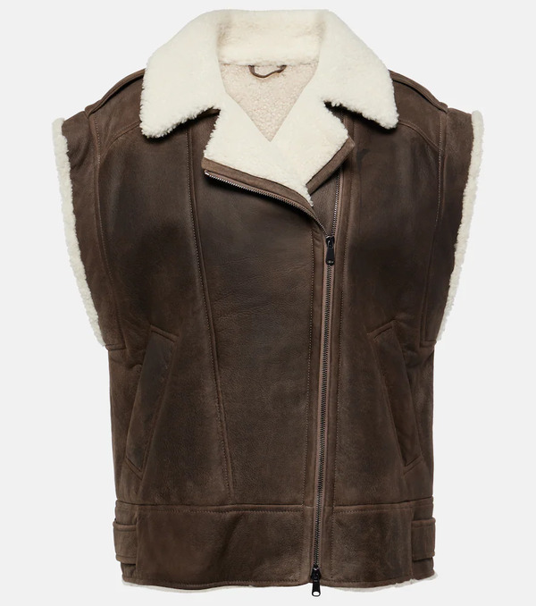  Brunello Cucinelli Brunello Cucinelli Shearling-lined Leather Vest 