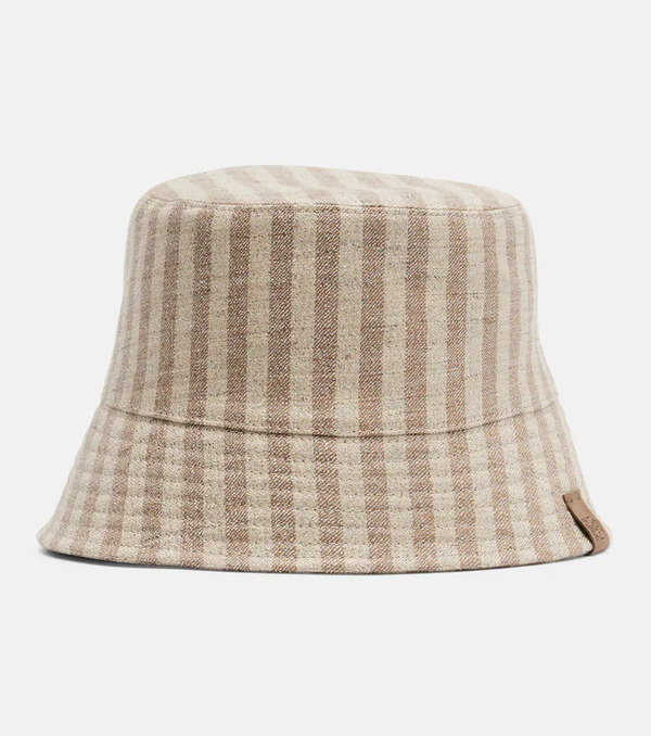  Brunello Cucinelli Brunello Cucinelli Striped Canvas Bucket Hat 