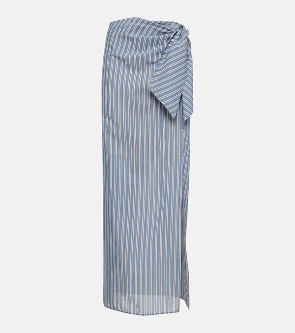  Brunello Cucinelli Brunello Cucinelli Striped Cotton And Silk Wrap Skirt 