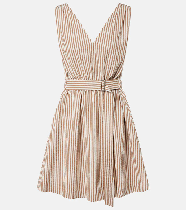  Brunello Cucinelli Brunello Cucinelli Striped Cotton-blend Minidress 