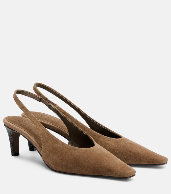  Brunello Cucinelli Brunello Cucinelli Suede Slingback Pumps 