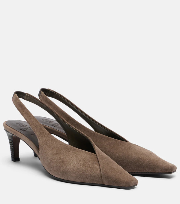  Brunello Cucinelli Brunello Cucinelli Suede Slingback Pumps 