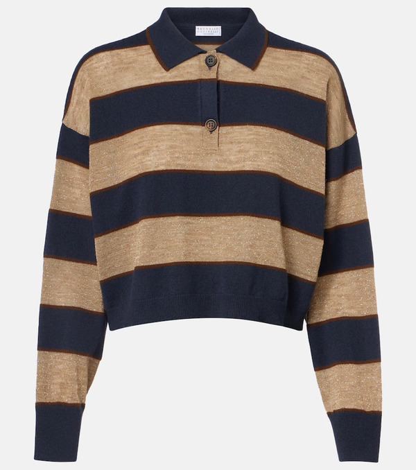  Brunello Cucinelli Brunello Cucinelli Wool, Cashmere, And Silk Polo Sweater 