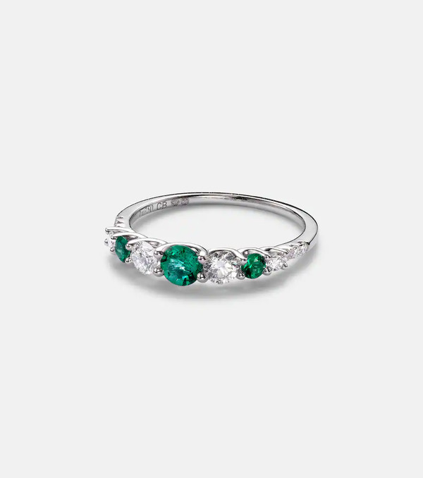 Bucherer Fine Jewellery Bucherer Fine Jewellery Classics 18kt White Gold Ring With Emeralds And Diamonds 
