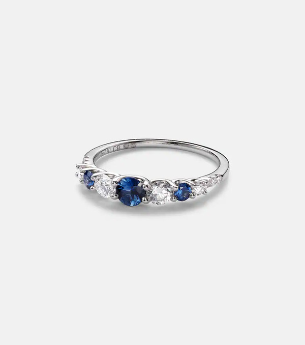  Bucherer Fine Jewellery Bucherer Fine Jewellery Classics 18kt White Gold Ring With Sapphires And Diamonds 