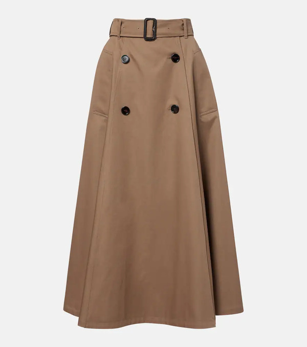  Burberry Burberry Belted Cotton Midi Skirt 