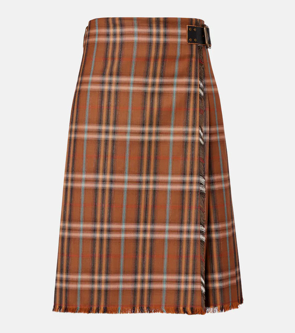  Burberry Burberry Burberry Check Wool Midi Skirt 