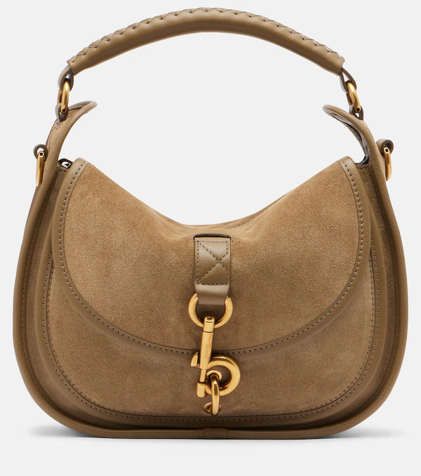  Burberry Burberry Clip Messenger Suede Top-handle Bag 