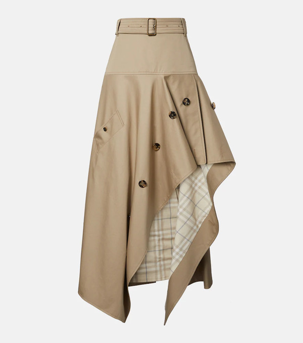  Burberry Burberry Heather Asymmetric Cotton Midi Skirt 