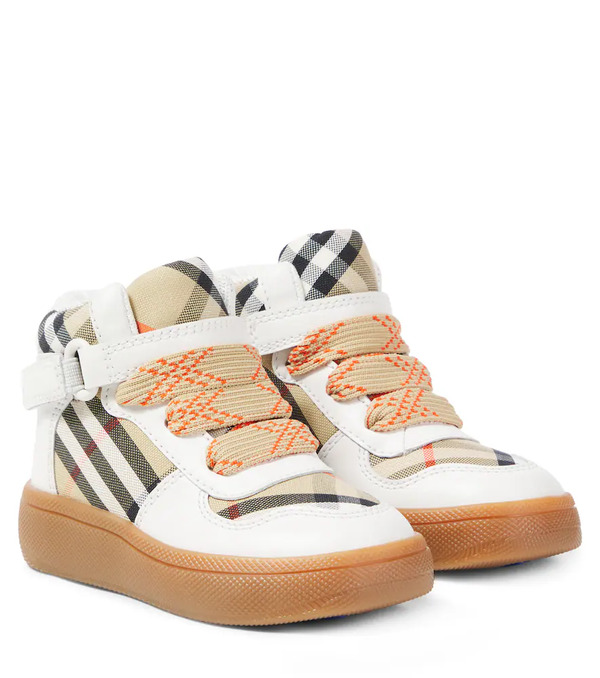  Burberry Kids Burberry Kids Burberry Check Leather And Canvas Sneakers 