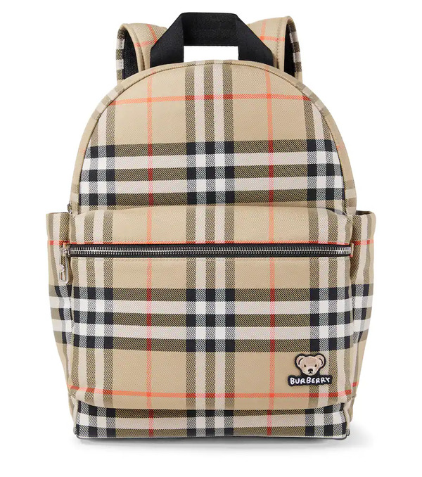  Burberry Kids Burberry Kids Burberry Check Leather-trimmed Backpack 