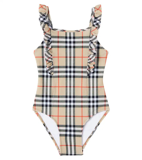  Burberry Kids Burberry Kids Burberry Check Ruffled Swimsuit 