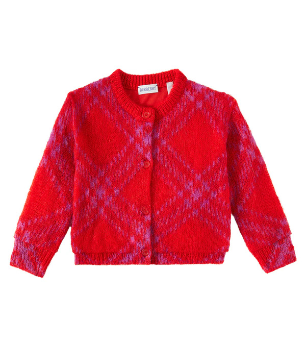  Burberry Kids Burberry Kids Burberry Check Wool-blend Cardigan 