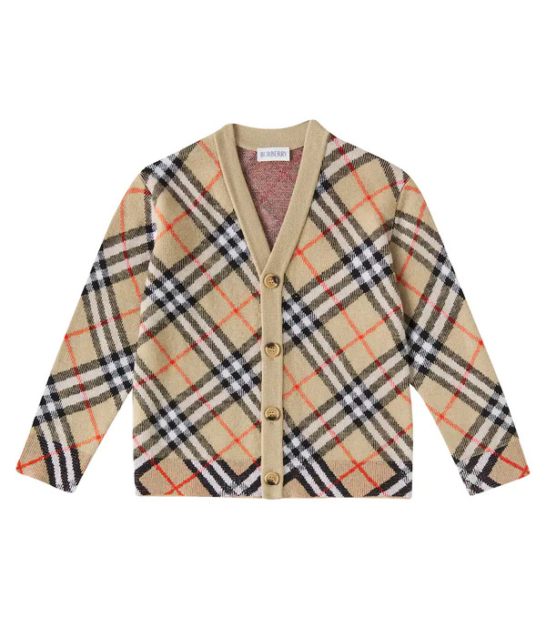  Burberry Kids Burberry Kids Burberry Check Wool Cardigan 