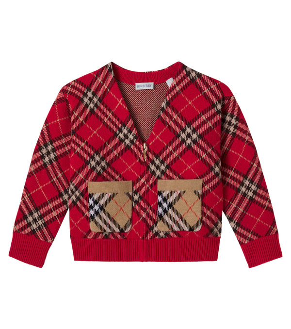  Burberry Kids Burberry Kids Burberry Check Wool Cardigan 