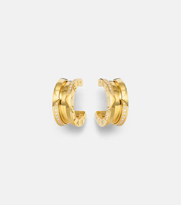  Bvlgari Bvlgari B.zero1 18kt Gold Hoop Earrings With Diamonds 