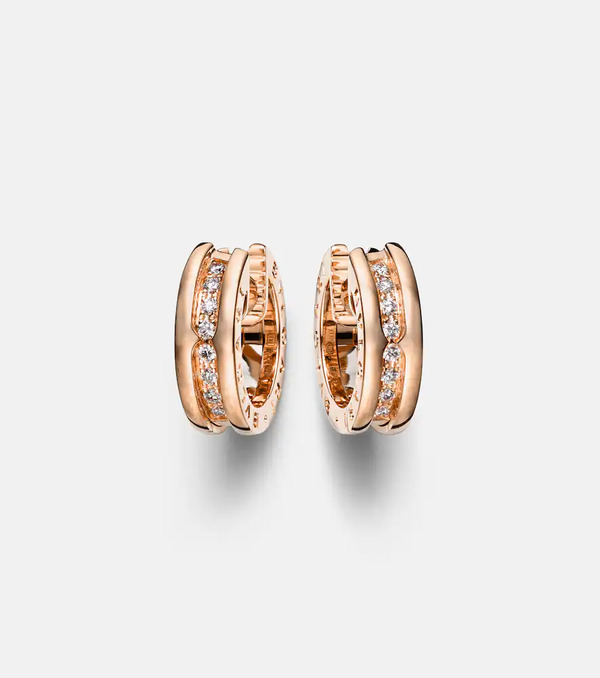  Bvlgari Bvlgari B.zero1 18kt Rose Gold Earrings With Diamonds 