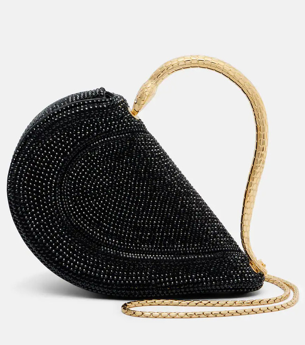  Bvlgari Bvlgari Serpenti Cuore 1968 Embellished Suede Top-handle Bag 
