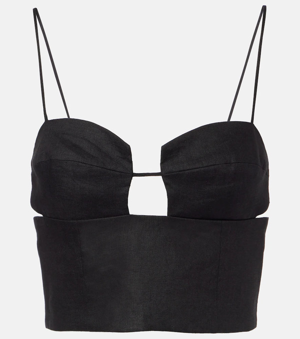  Cala De La Cruz Cala De La Cruz Imperia Cutout Linen Crop Top 