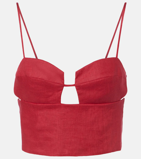  Cala De La Cruz Cala De La Cruz Imperia Cutout Linen Crop Top 