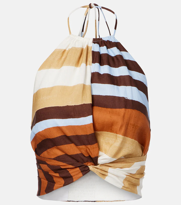  Cala De La Cruz Cala De La Cruz Lodi Striped Linen Crop Top 