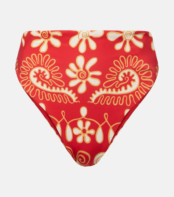  Cala De La Cruz Cala De La Cruz Lulu Printed High-rise Bikini Bottoms 