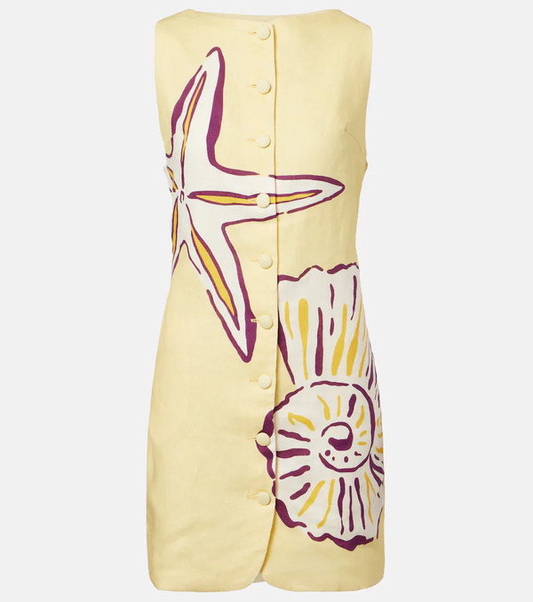  Cala De La Cruz Cala De La Cruz Rhoda Printed Linen Minidress 