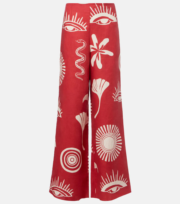  Cala De La Cruz Cala De La Cruz Toya Printed Linen Wide-leg Pants 