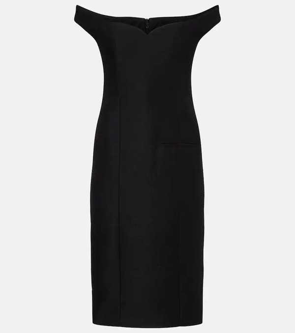  Calvin Klein Collection Calvin Klein Collection Bonny Wool And Linen-blend Midi Dress 